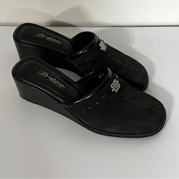 Brighton Ilsa Black Wedge Mules - Picture 2 of 7